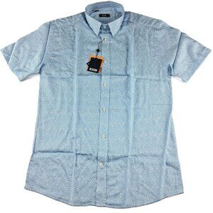 Benson Champlain Short Sleeve Button Front Shirt Men's Size Small Powder Blue